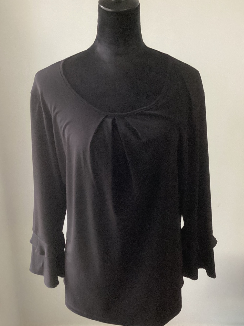 EUC Karl Lagerfeld Black Long Sleeve Pleat Front Top
